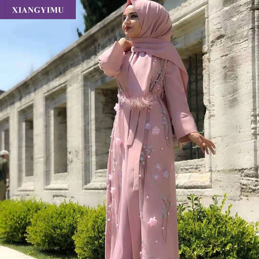 LR274-2Black Abayas жемчуг розовый красный женская мусульманская одежда платья Хиджаб Макси мусульманское платье Бангладеш Кафтан Дубай, Турция Халат