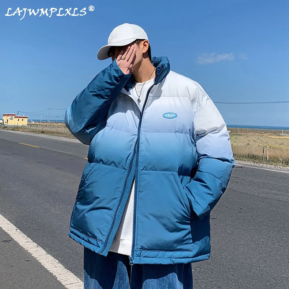 

Tie dye Thicken Men Winter Coat Oversize Parkas Harajuku Korean Style Male Warm Jackets Stand Collar Clothing