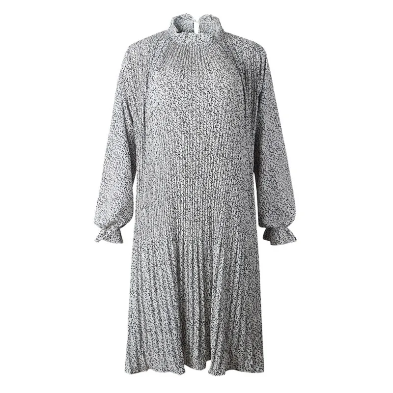 Женское осеннее однотонное сексуальное платье с воротником в виде листа лотоса