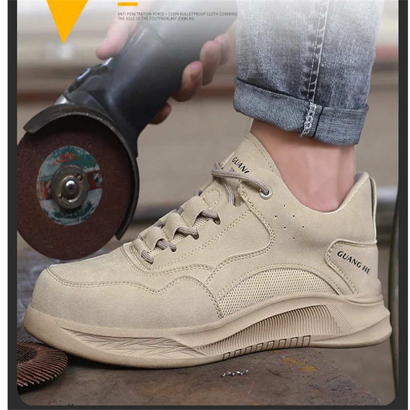 New Men Work Safety Shoes Steel Toe Cap Outdoor Construction Protection Boots Breathable Wear-resistant Indestructible Sneakers | Обувь
