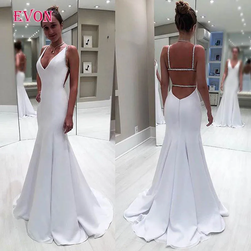 Простые белые длинные вечерние платья 2020 сексуальные бальные русалки с v