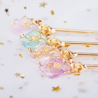 classical chinese style hairpin elegant leaf winding crystal hair clasp gold color metal jewelry female fashion hair accessories