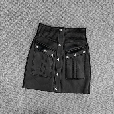 

2020 Women Autumn Genuine Real Sheep Leather Skirt E81