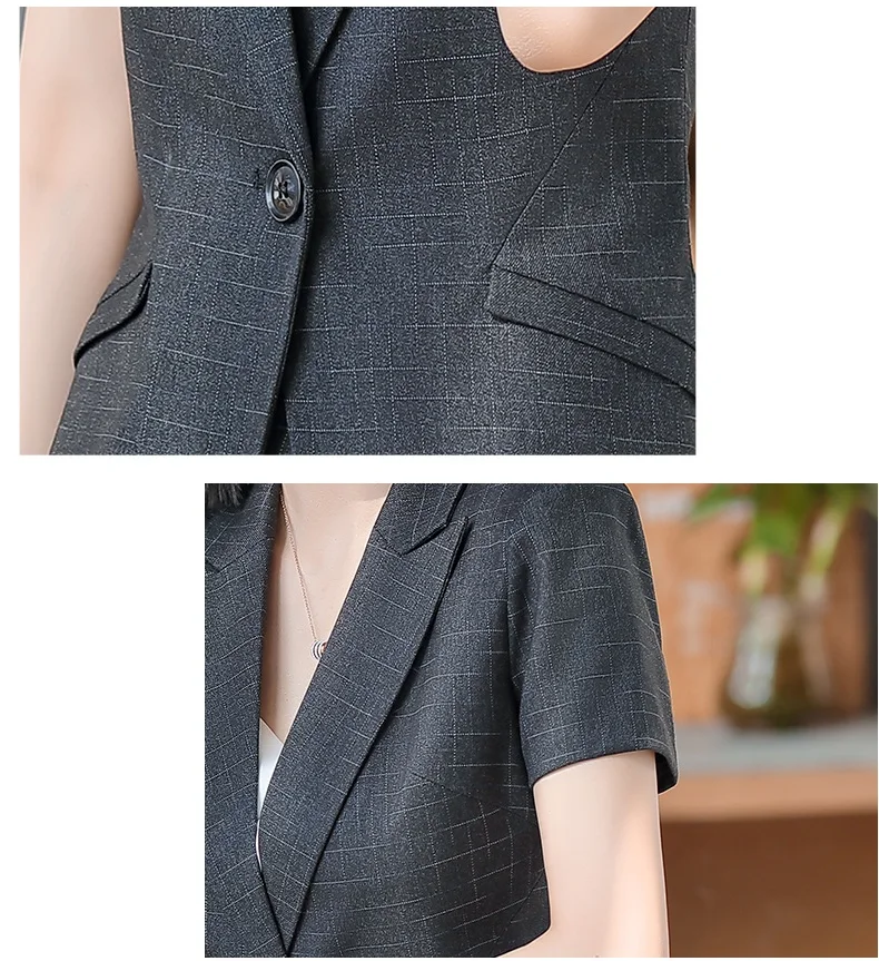 Женский элегантный деловой офисный костюм летний с юбкой для женщин блейзер и