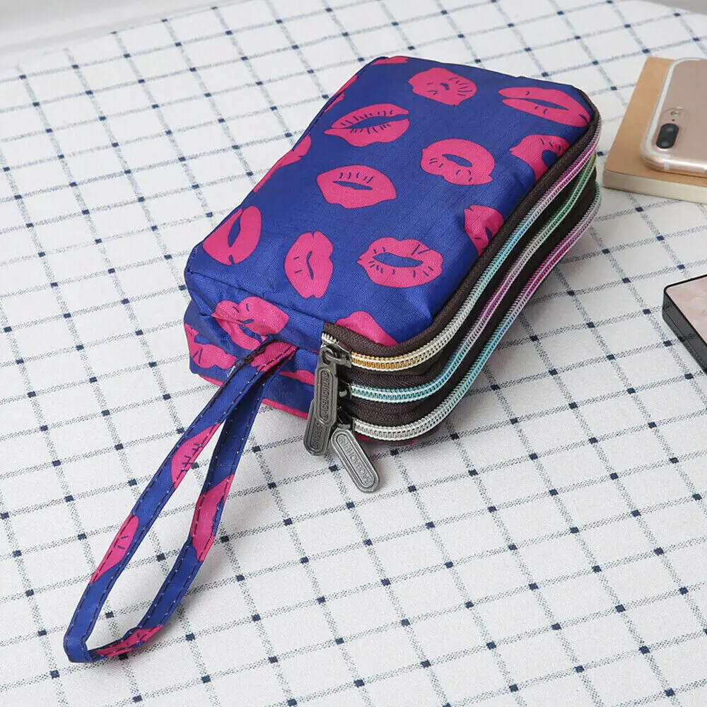 

Fashion Womens Solid 3 Layer Canvas Phone Bag Short Wallet Three-Layer Zipper Coin Card Key Purse 2021