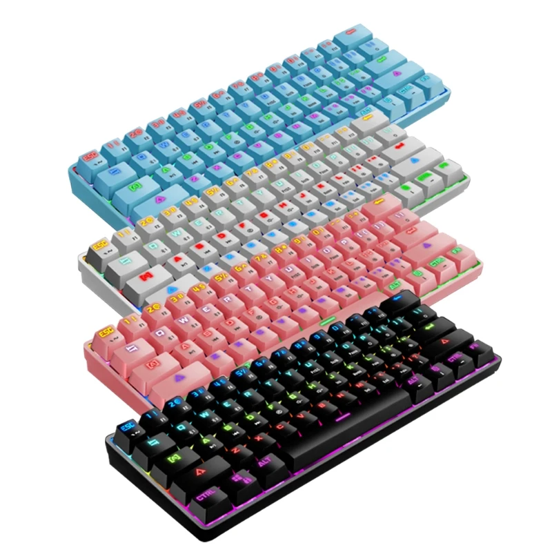 

Беспроводная/Проводная Механическая мини-клавиатура, маленькая портативная игровая Офисная Клавиатура с Bluetooth и перезаряжаемой батареей