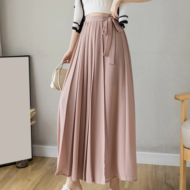 Женские шифоновые брюки Hakama повседневные широкие плиссированные в Корейском