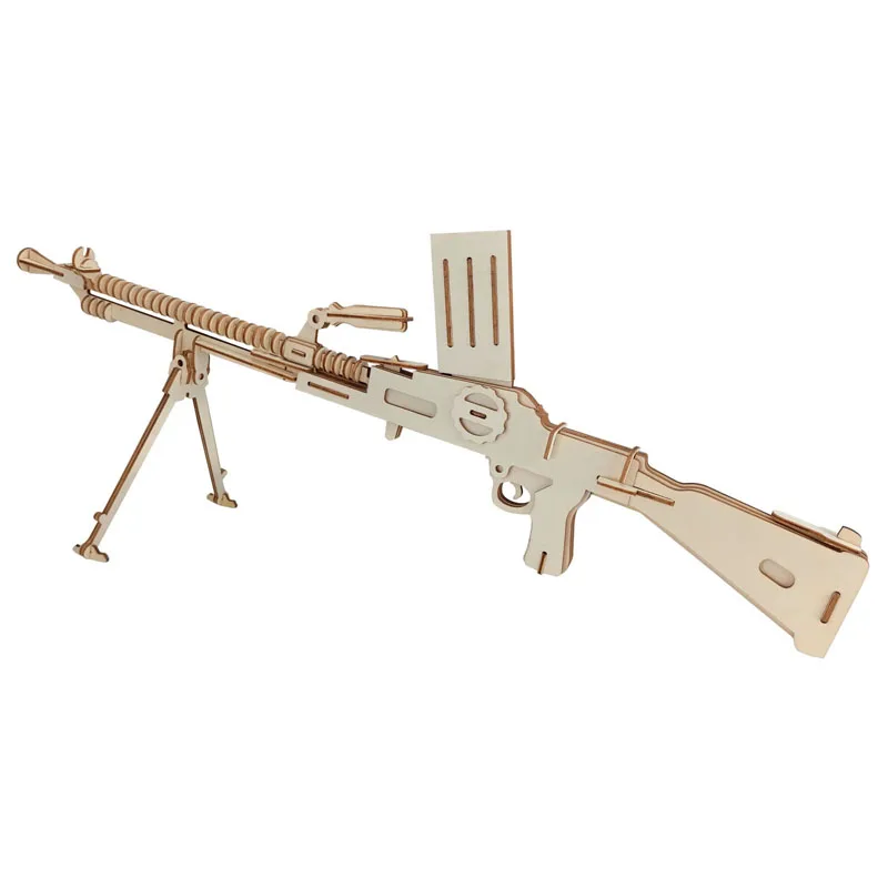 

Light Machine Gun Laser-Cut 3D Wooden DIY Assembly Puzzle Parent Child Relationship Training Handmade Jigsaw Toys Children Gift