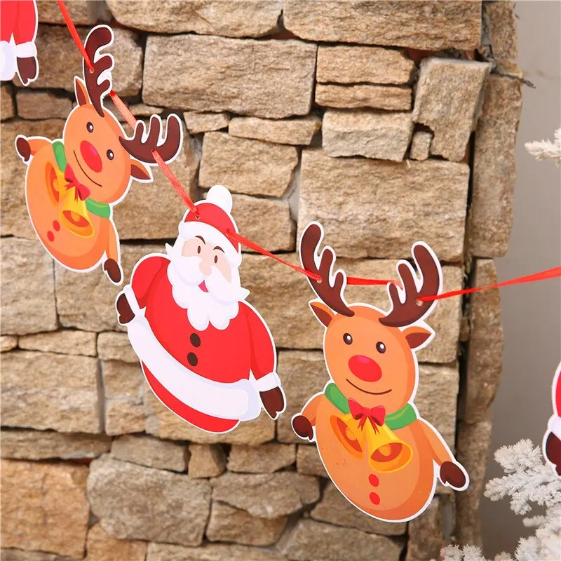 

Christmas Banner Indoor Christmas Banner Hanging Santa Snowman Santa Claus Elk Sock Banner Flag Banner Decoration Christmas