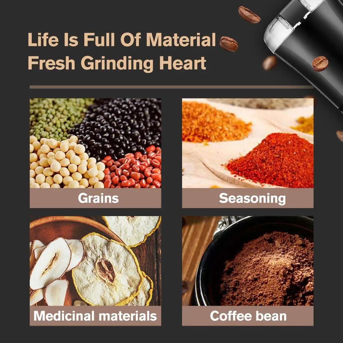 1000W Electric Coffee Grinder 304 Stainless Steel Blades Suitable for Household Bean Herbs Nuts Grains Salt Pepper Maker | Бытовая