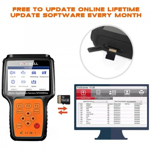 Сканер автомобилей Foxwell NT650 Elite All Makes Service Tool с 11 специальными функциями OBD2 ABS SRS DPF Обновленная версия.