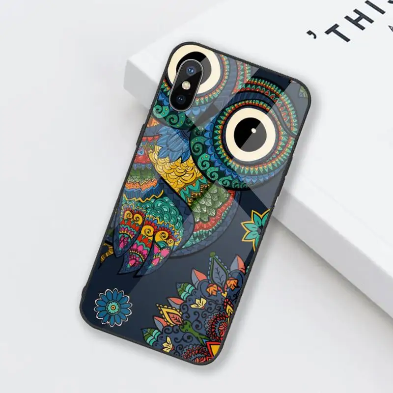 

Cute Owl animal bird Phone Case Tempered glass For iphone 6 6S 7 8 plus X XS XR 11 12 mini PRO MAX