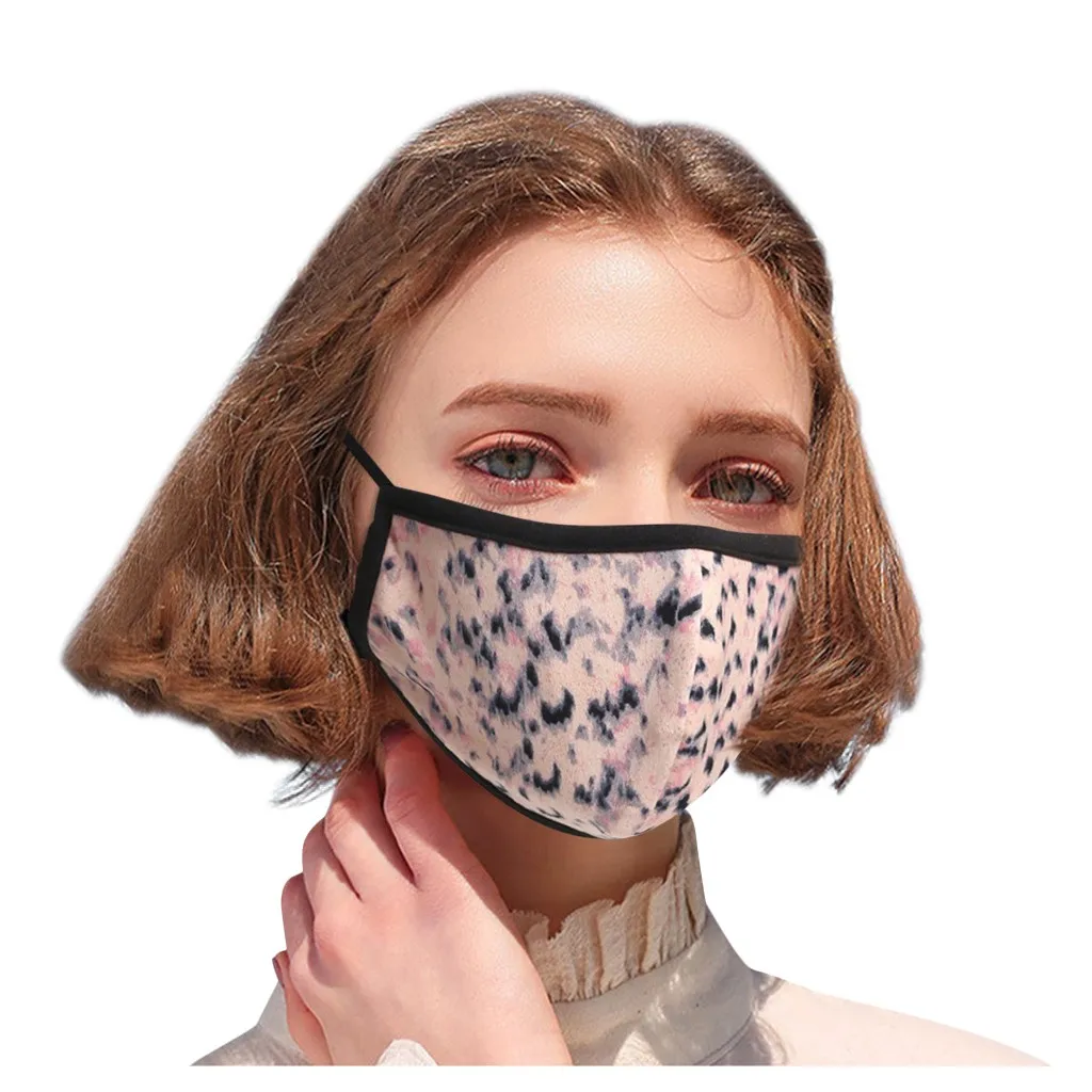10PCS Leopard Print Camouflage Womens Fashionable Cycling Face Mask Washable Reusable Cloth Cotton-lined Inside Fashion Masque | Спорт и