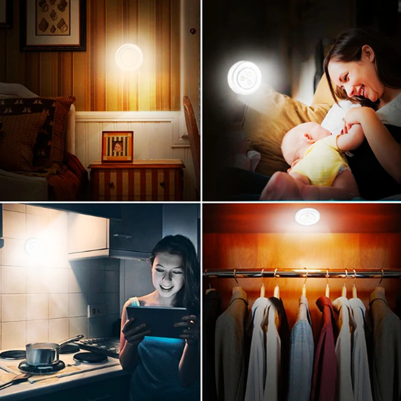 Сенсорный светодиодный ночник для кухонного шкафа 3 светодиода s настсветильник