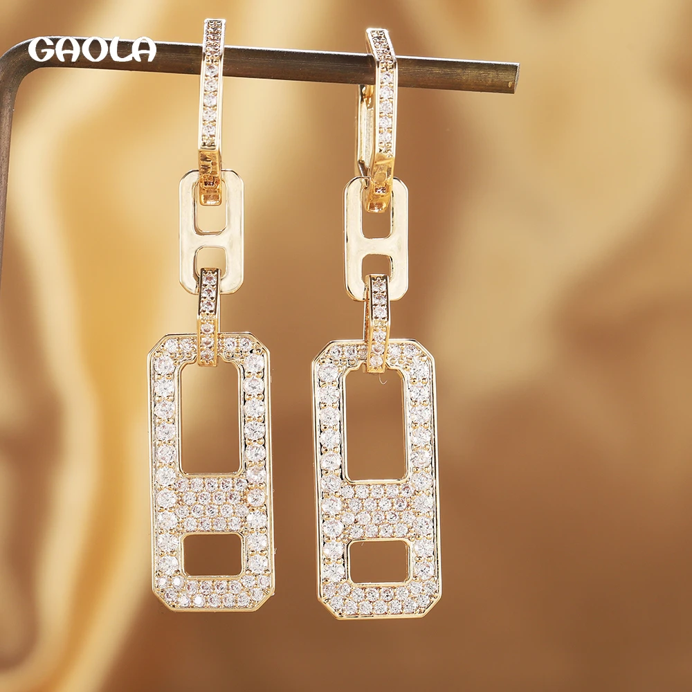 

New Fashion Geometric Quantity Earrings Metal Retro Aaa Cubic Zirconia Earrings for Women Luxury High-end Banquet Jewelry