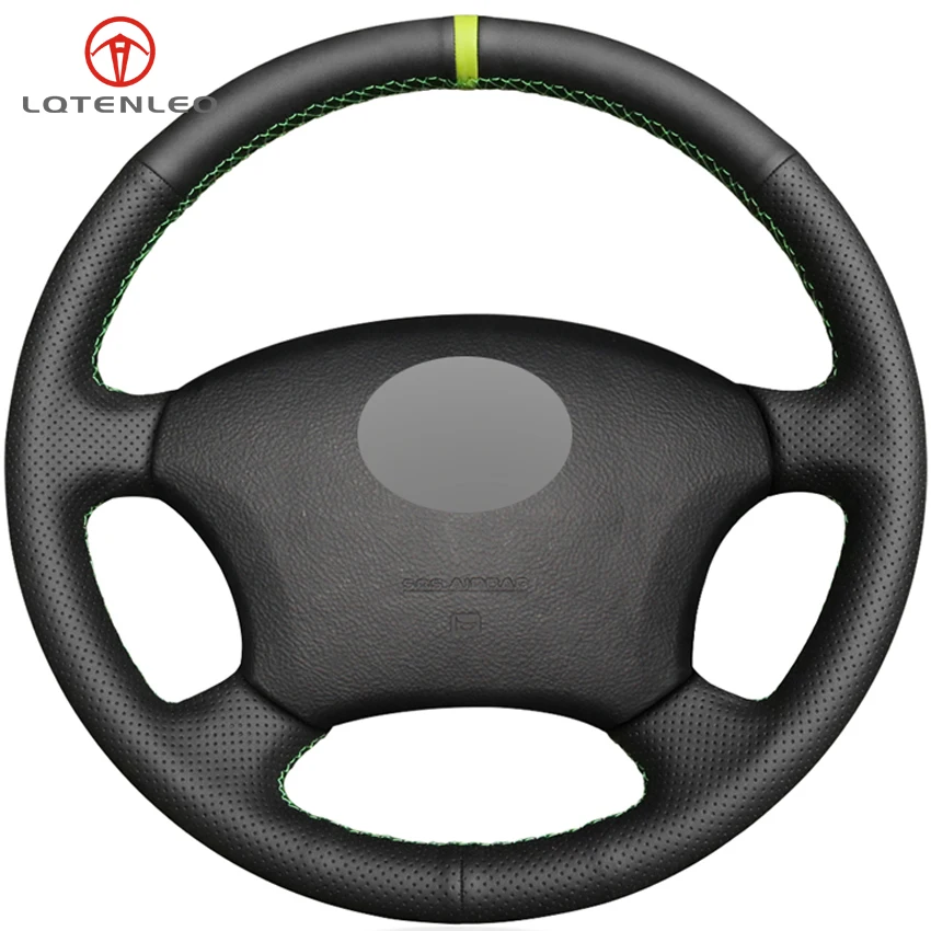 

LQTENLEO Black Genuine Leather Steering Wheel Cover For Toyota Land Cruiser Prado 120 Sienna Hilux 4Runner Sequoia Highlander