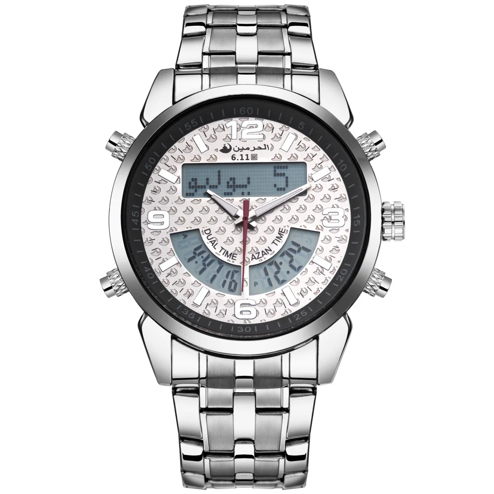 

6.11 Men's Stainless Steel Watch Multifunctional Luminous Double Movement Waterproof Men's Watch Quartz Watch Electronic Watch