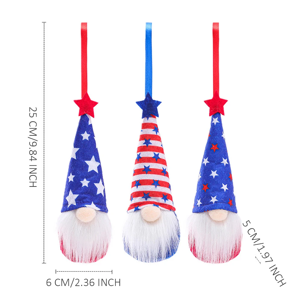

3PCS Patriotic Gnome Plush American Election Decoration Living Room Multicolor Doll Ornaments Party Plush Miniatures Figurine