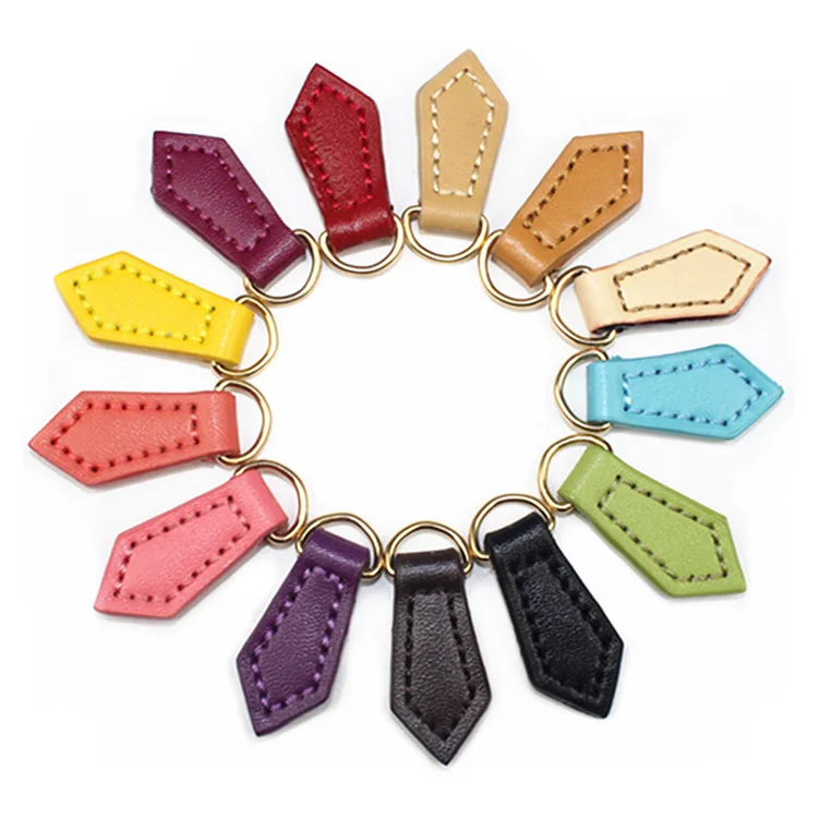 Кожаная застежка молния в форме бриллианта 3 шт. бронзовое кольцо для шитья