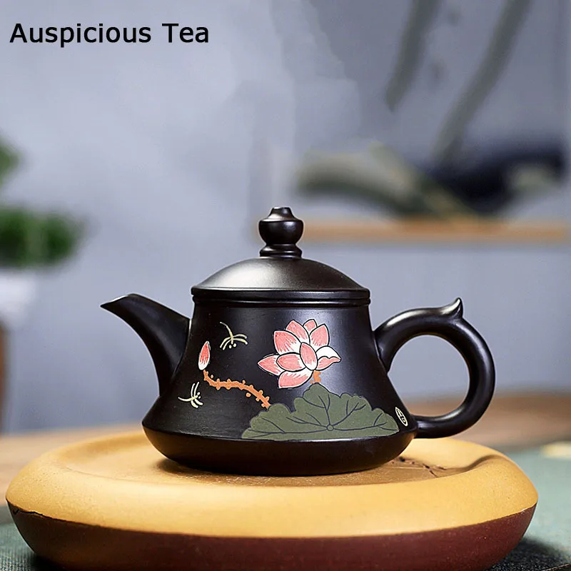 

210ml Hand Painted Tea Set Lotus Raw Ore Dahongpao Xi Shi Tea Pot Real Yixing Tea Set Kungfu Zisha Tea Pots Clay Teapot Gift