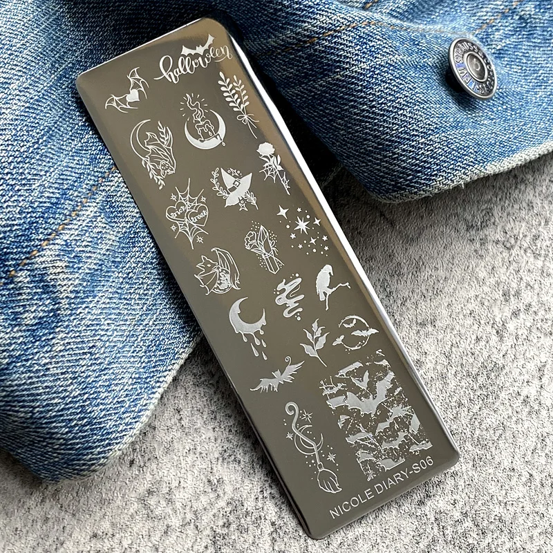 Наклейки NICOLE DIARY для ногтей на Хэллоуин тыква Череп летучая мышь паук|Шаблоны