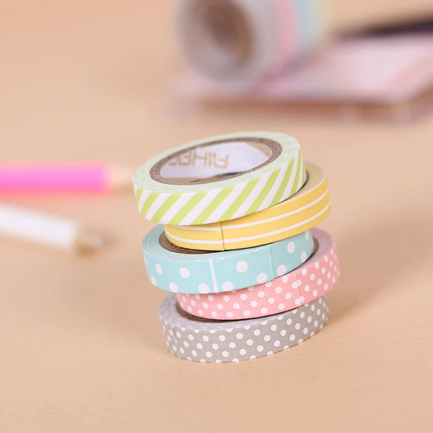 Скотч декоративный скотч Kawaii masi клейкая лента De Decoracion Васи Милая васи лента канцелярские товары 5 шт./компл. цветные бумажные ленты скотч декоративный Handma de DIY JD012A