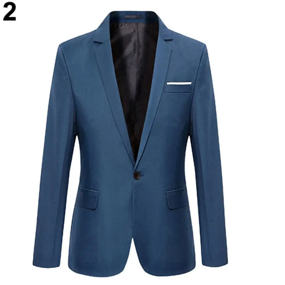 

70% Hot Sale Men Fashion Slims Fit Formal One Button Suit Blazer Coat Jacket Outwear Top