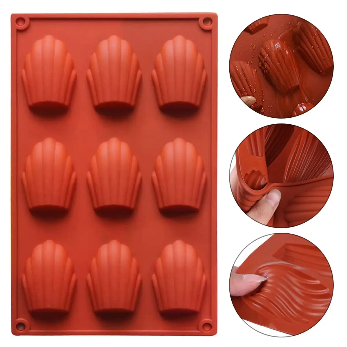 

Silicone Baking Tray Cookie Biscuit 9 Cavity Cake Mold Madeleine Pan Shell Shape