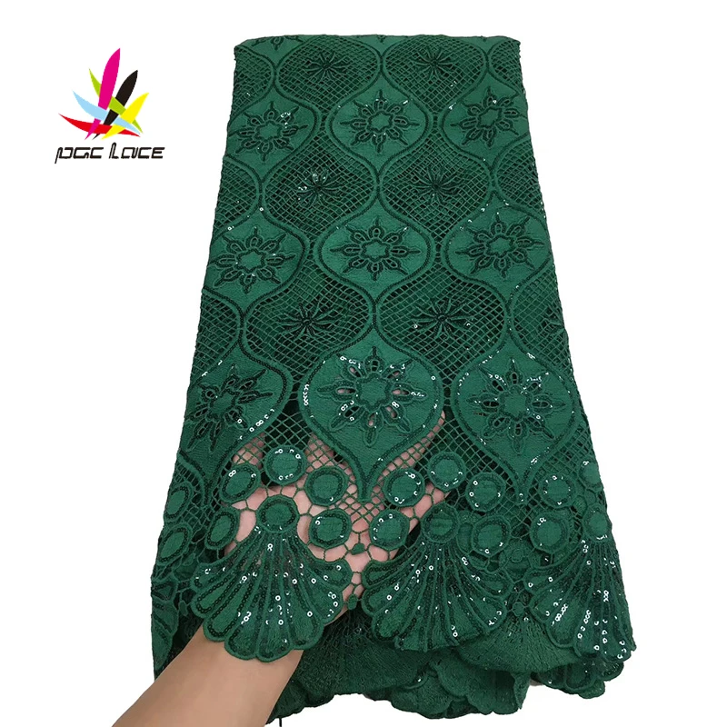 

Milk Silk Sequins Tissue Lace Fabric with Emerald Green Color African Nigerian Quanlity Embroidery New Style Design for Dress