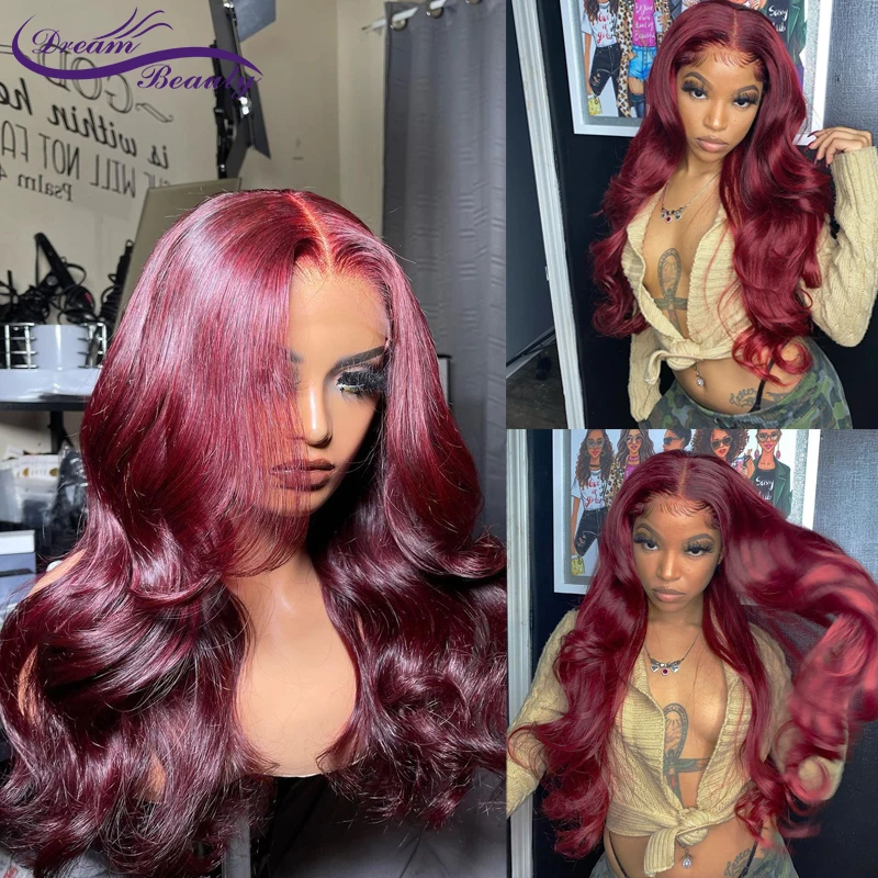

Pre Plucked 13*4 Lace Front Wig 99J Brazlian Remy Wavy Lace Frontal 4x4 Lace Closure Human Hair Wigs For Women Lace Frontal Wig