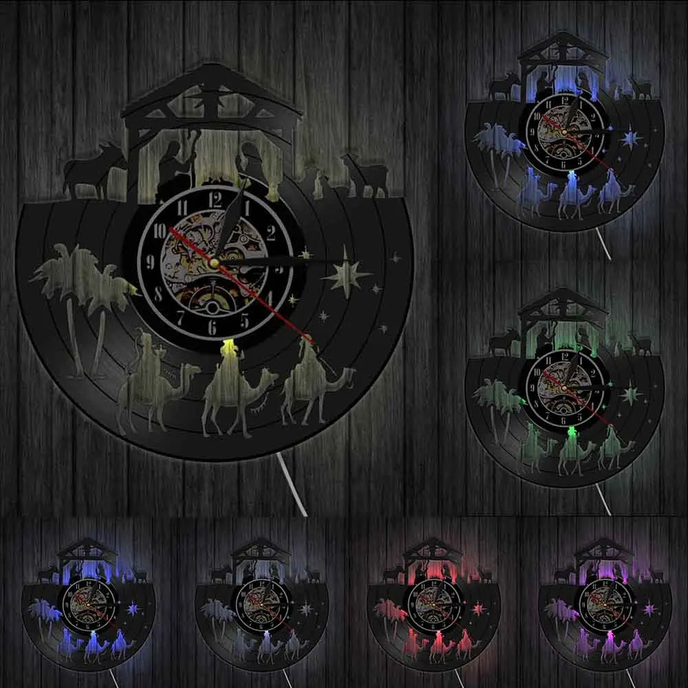 Винтажные настенные часы с христианскими виниловыми пластинами Menino Иисус