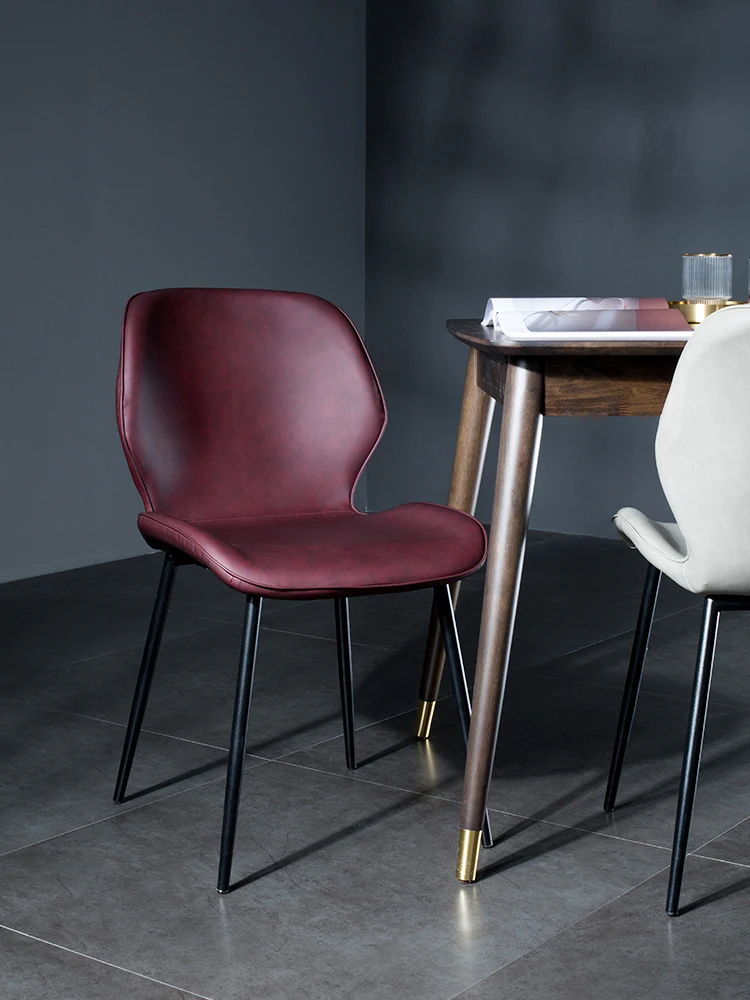 Обеденный стул в скандинавском стиле постмодерн роскошный кожаный мягкий