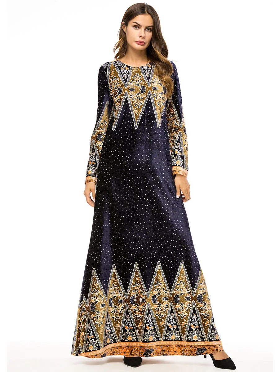 Мусульманские халаты одежда с керамикой модное простое платье длинным рукавом