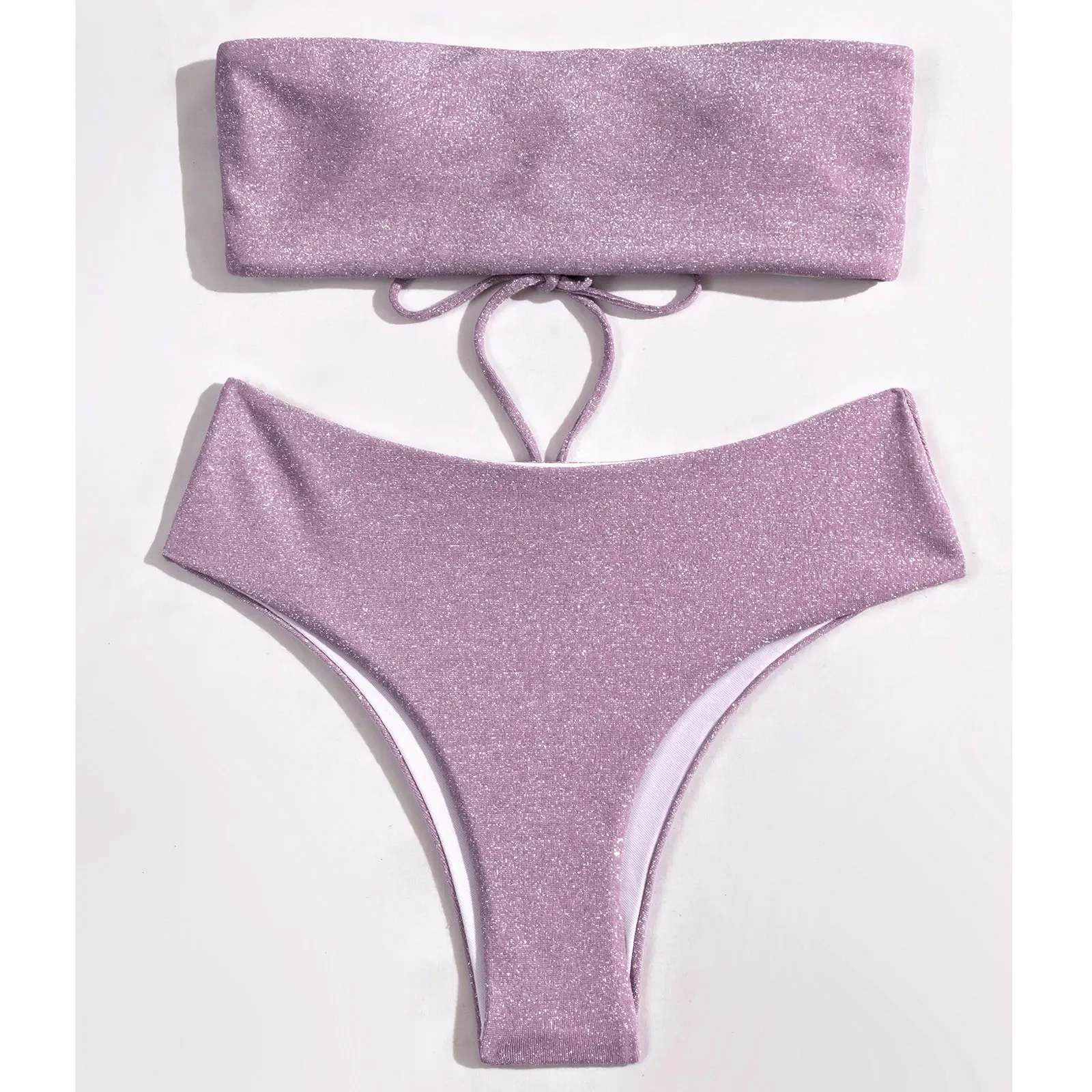 

Women Solid Lace Bikini 2021 Halter push up swimwear women bathing suit Triangle swimming Swimsuit Beachwear Padded Swimwear new
