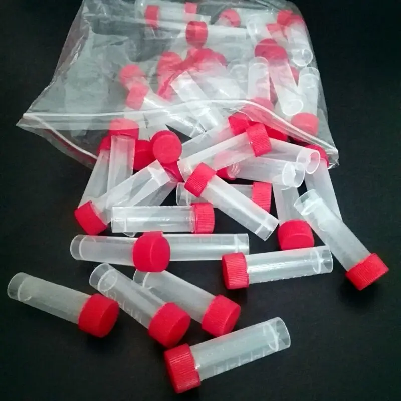 10Pcs 5ml plastic graduated cryotube with red screw cap frozen test tube | Дом и сад