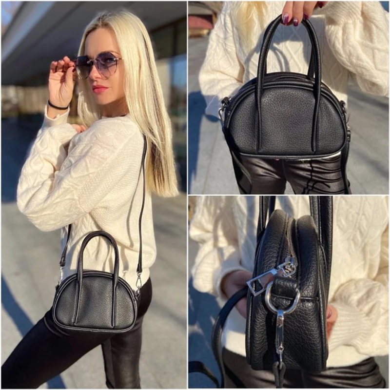 Brand Luxury Soft PU Leather Handbags Women Bags Circular Designer Top-handle Bag Female Shoulder Crossbody Bags Ladies Purse