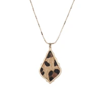 brand designer inspired leopard leather abalone shell arrowhead teardrop dangle drop earrings for women