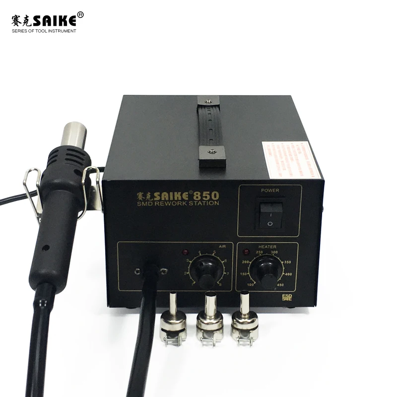 

Smd Rework Station Hot Air Gun Hot Air Desoldering Station 220V Hot Air Gun Air Pump Skeleton Ceramic Heating Element SAIKE 850