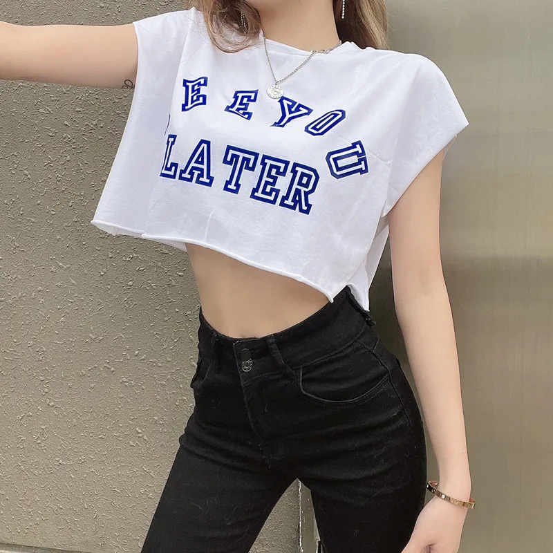 

Adora Hot Girl Tees Fashion Street Trendsetters Blow Up Loose Crop Tops Letter Print Casual T-shirts Women Loose Sleeveless