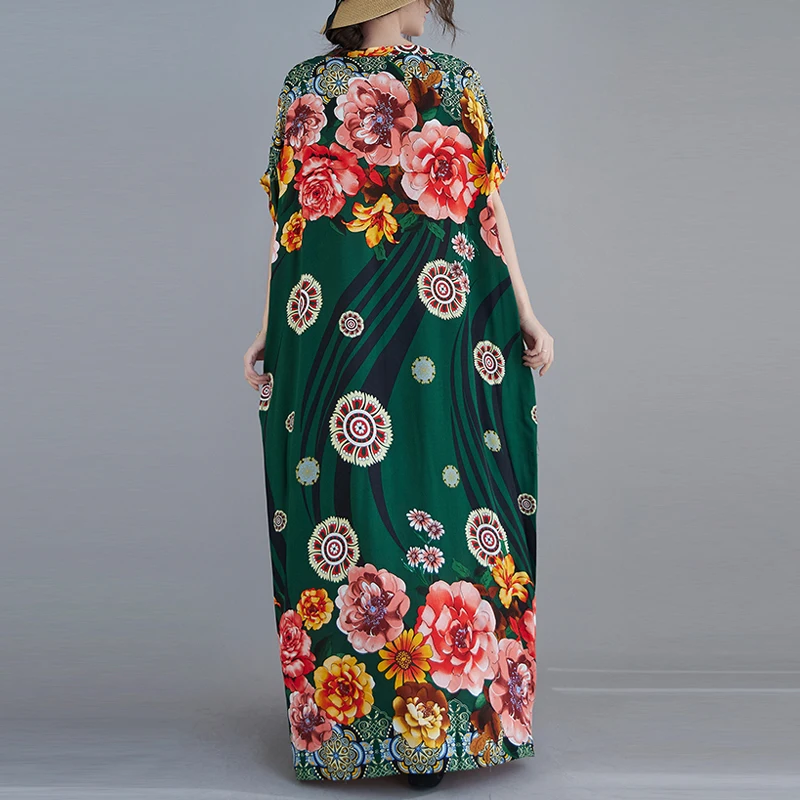 

Plus Size Dress Women Summer Dress Sundrerss Beach Indie Folk Flowers Print Lady Vestidos Loose Maxi Dress Long Oversized 2021