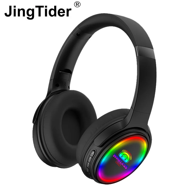 

KD71 LED Light Bluetooth 5.0 Headphones Wireless Stereo Headsets Folding Adjustable Earphones With Mic Support FM Radio TF Card