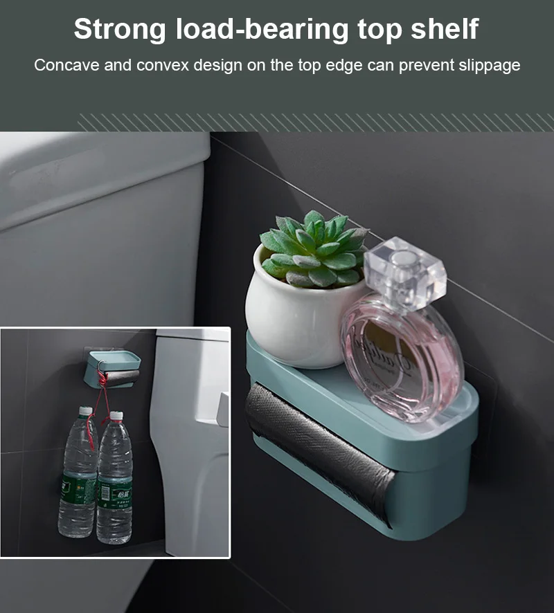 

Japanese Style Traceless Wall Hanging Garbage Bag Storage Box Toilet Paper Holder Phone Holder Bathroom Shelf Bathroom Accessory