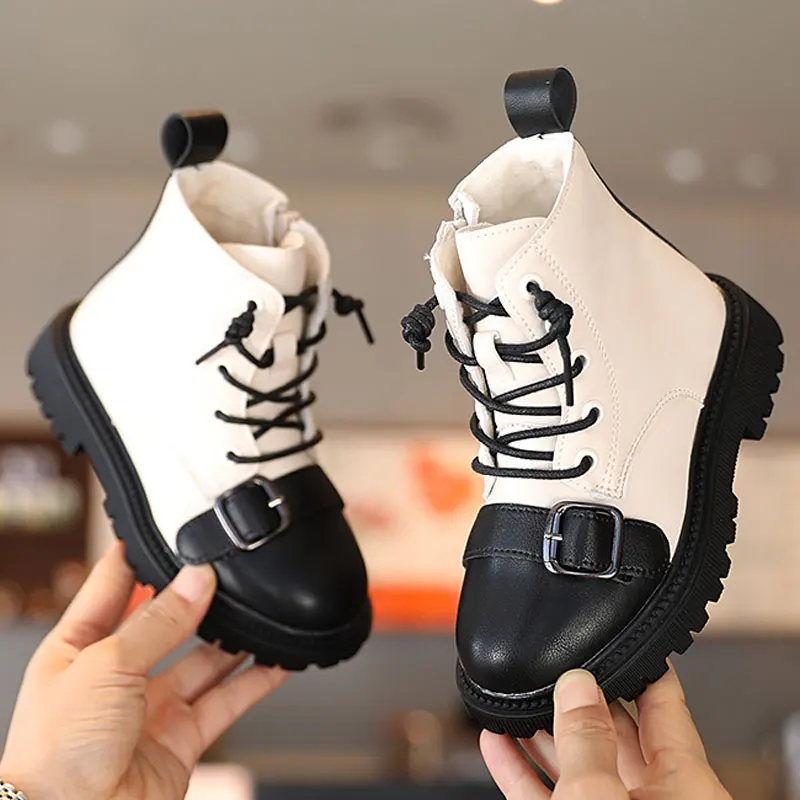 

Ботильоны детские из ПУ кожи, на молнии, с круглым носком, 26-36 дюймов