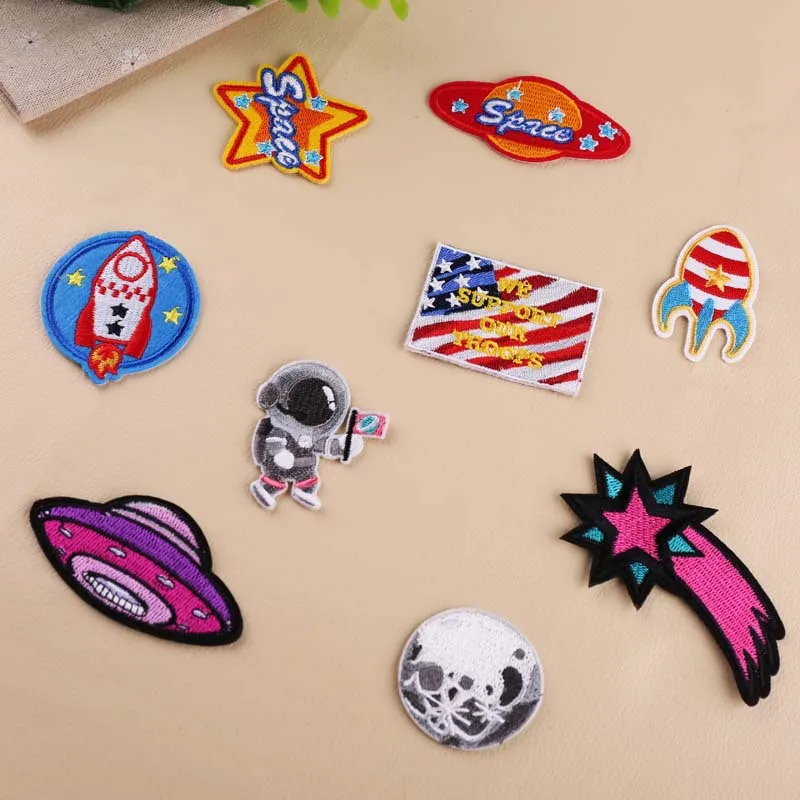Новая мода вышитые патч ткань для DIY Одежда украшенная космический корабль