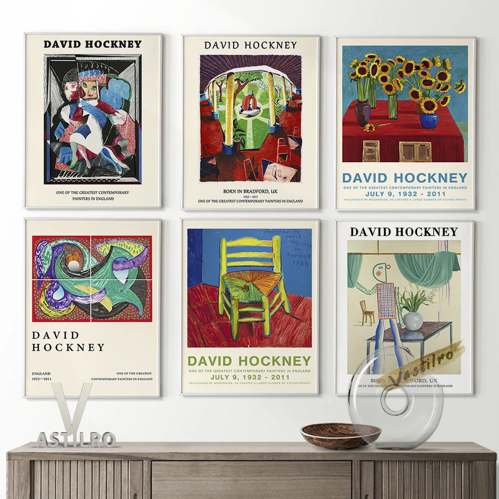 

David Hockney Abstract Illustration Art Prints Retro Poster Landscape Flower Exhibition Canvas Painting Wall Picture Home Decor