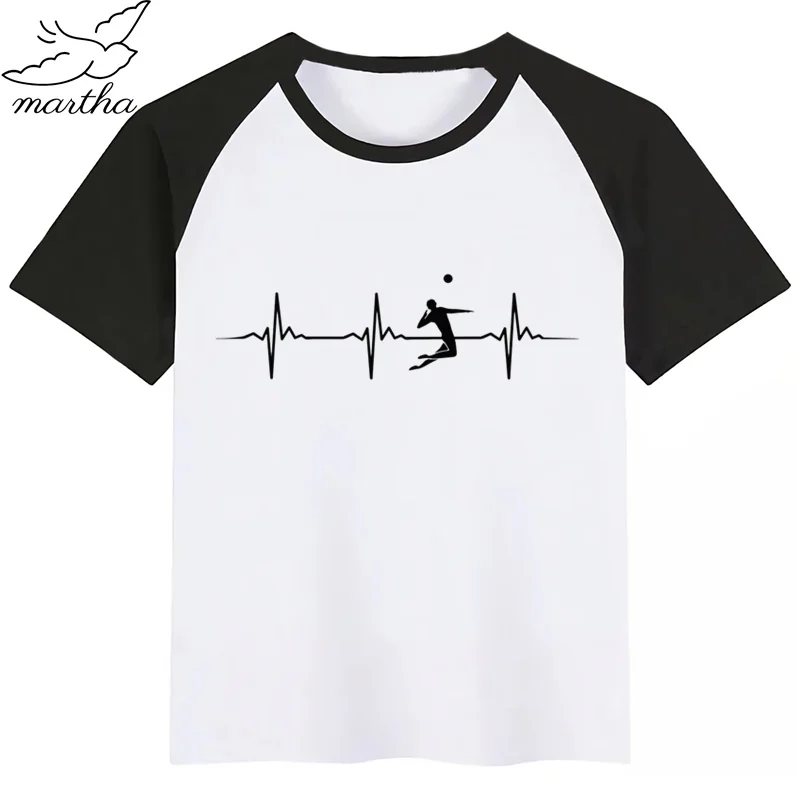 Летние топы для мальчиков и девочек с принтом сердцебиение Волейбольного мяча