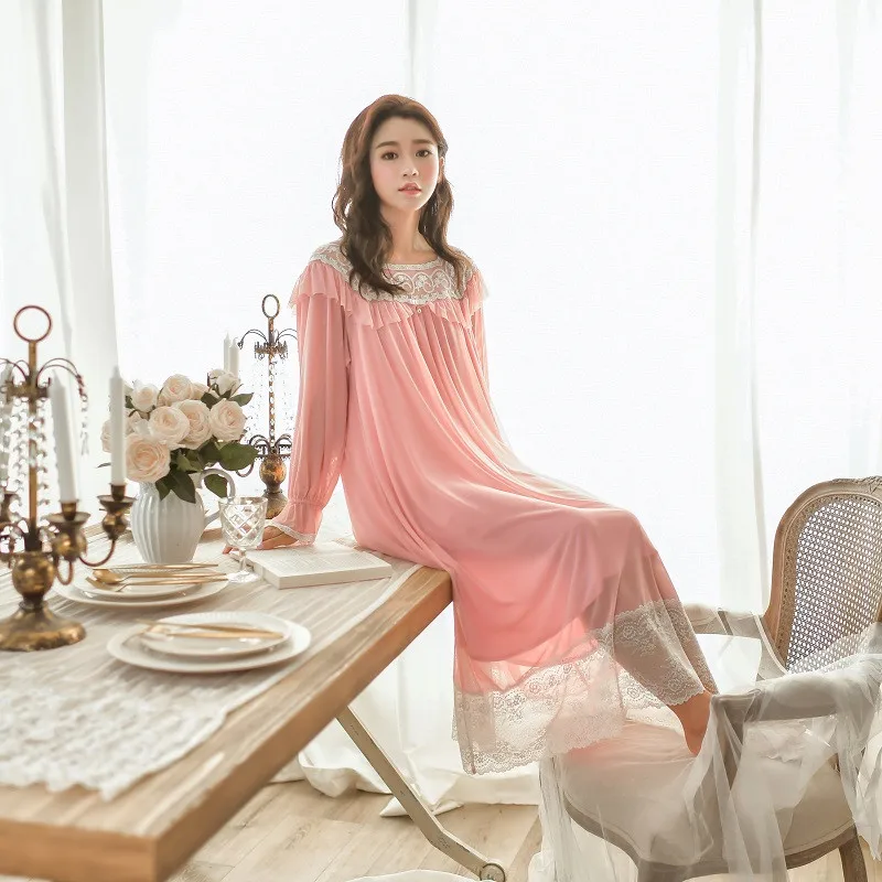 Новые милые весенние длинные ночные рубашки из модала для женщин винтажные