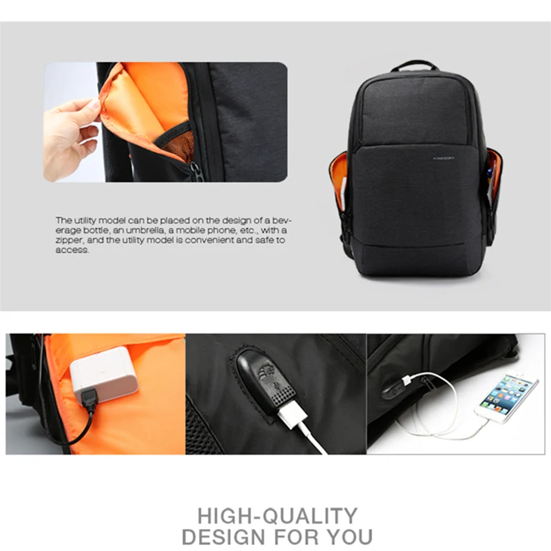 Kingsons KS3143W 15 6 дюймов мужской женский рюкзак для ноутбука внешний USB зарядка