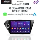 Автомобильная панорамная камера 720P 360, Carplay, 6 ГБ + 128 Гб, Android 11,0, DVD-плеер, GPS, Wi-Fi, стерео радио для KIA K2, RIO 3 2011-2014, 2015
