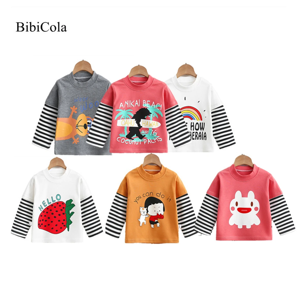 

Детская Хлопковая футболка одежда для маленьких мальчиков и девочек хлопковые топы, футболки Детская рубашка с длинными рукавами Повседне...